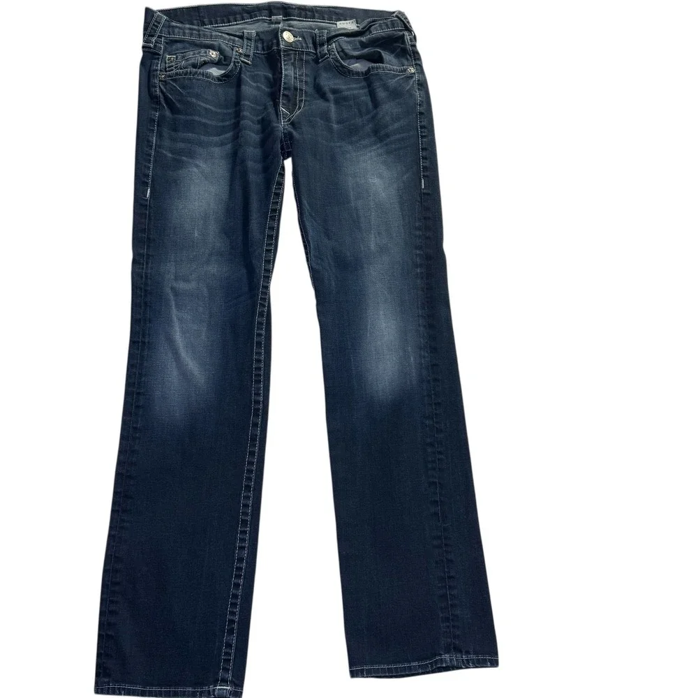 True Religion World Tour Section Slim Jeans Dark Wash Denim Men's Size 36